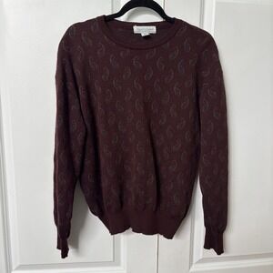 Vintage Tricot St. Raphael Paisley Wool Sweater Womens Purple Pullover 90s Cabin
